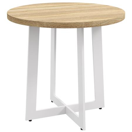 Stół do Spotkań TACXA Okrągły dla 4 Osób, Nowoczesne Wzornictwo, Średnica 80 cm, Melamina, kolor Dąb