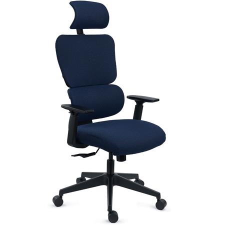 DEMO# Fotel Ergonomiczny TUDOR, Zaawansowany Design, Użytkowanie 8h, Oddychająca Tapicerka, Niebieski