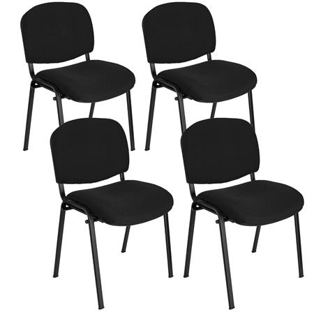 Zestaw 4 szt. Krzesła Konferencyjne MOBY, Bardzo Praktyczne, Super Cena, Kolor Czarny i Czarne Nogi