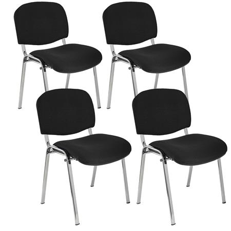Zestaw 4 szt. Krzesła Konferencyjne MOBY, Bardzo Praktyczne, Super Cena, Kolor Czarny i Chromowane Nogi