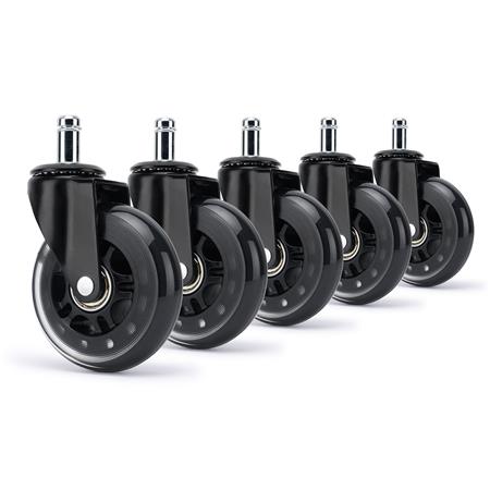 5 szt. Kółka H1 do Podłóg Twardych 11 mm / 60 mm, Przeźroczysta Bieżnia, Gamingowy Design, Czarne