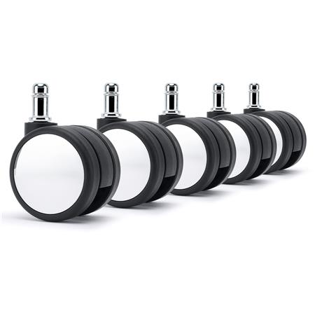 5 szt. Zestaw Uniwersalnych Kółek H2 do Wykładzin i Dywanów 11 mm / 50 mm, Plastikowe, Czarno-Białe