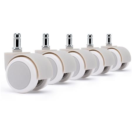 5 szt. Kółka H7 do Krzesła Biurowego 11 x 60 mm, Miękka Powłoka, Nie Rysują, kolor Szaro-Biały