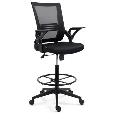 Taboret Roboczy NODUS, Składane Podłokietniki, Mechanizm Bujania, Siatkowe Oparcie, Czarny