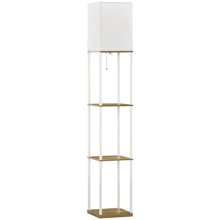 Lampa Podłogowa LUXOR, Do Domu i Biura, 3 Praktyczne Półki, Klosz z Tkaniny kolor Biały