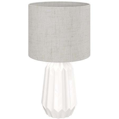 Lampka Biurowa ELION Stylistyka Retro, Ceramiczna Podstawa i Klosz z Tkaniny, kolor Biały