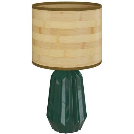 Lampka Biurowa ELION Stylistyka Retro, Ceramiczna Podstawa i Klosz z Tkaniny, kolor Zielony