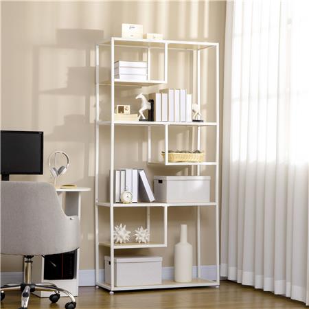 Regał Biurowy ALTAR, Industrialny Design, Wymiary 83x34x180 cm, kolor Biały i Dąb