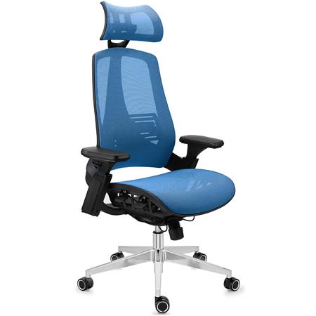 DEMO# Fotel Biurowy Ergonomiczny EXPLORER, w Pełni Regulowany, Nowoczesny Design, Zaawansowana Technologia, Niebieski