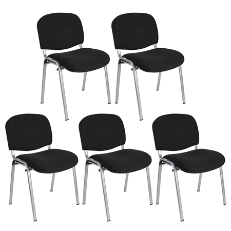 Zestaw 5 szt. Krzesła Konferencyjne MOBY BASE, Bardzo Praktyczne, Super Cena, Kolor Czarny i Szare Nogi