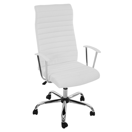 Designerski Fotel ARUCAS, Miękkie wypełnienie, metalowy stelaż, skórzany, biały