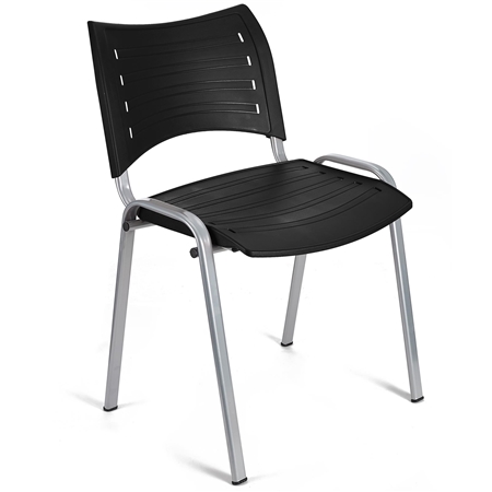 Krzesło Konferencyjne ELVA, Sztaplowane i Bardzo Praktyczne, Wysoka Jakość, Kolor Czarny i Szare Nogi