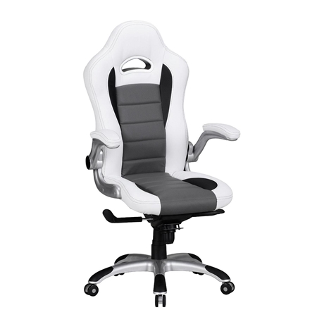 Krzesło do Komputera NORIS Gamingowy Design, Skórzana Tapicerka, Do Pracy 8 godz., Białe