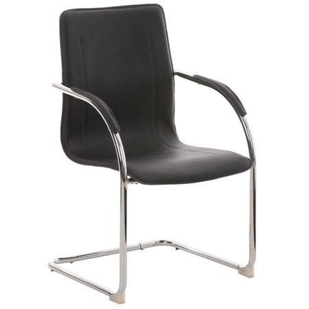 Krzesło Konferencyjne FLAP, Metalowy Stelaż, Elegancki i Nowoczesny Design, Skóra kolor Czarny