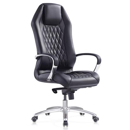 Fotel Ergonomiczny BATURA, Piękny Design, Tapicerka z Prawdziwej Skóry, kolor Czarny