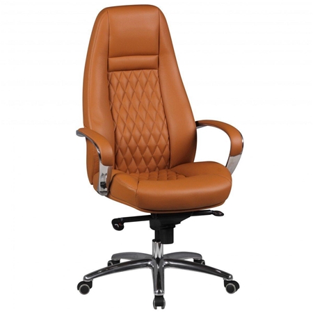Fotel Ergonomiczny TINDAYA, Ekskluzywny Design, Skóra Naturalna kolor Jasnobrązowy