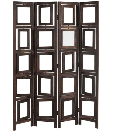 Parawan 4 panele DONAR, 160x125x2 cm, Drewniany Stelaż con z Ramkami na Zdjęcia