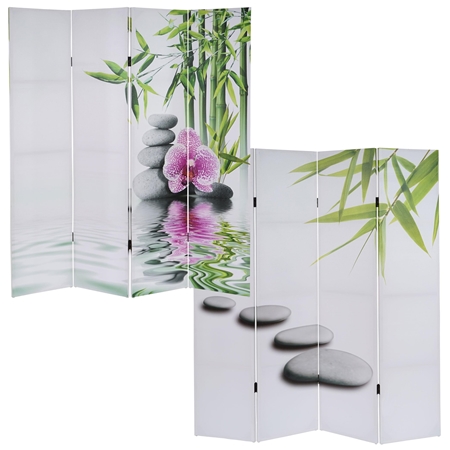 Parawan 4 panele VINTAGE SAMU, 180x160x2,5 cm, Drewniany Stelaż
