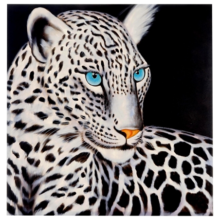 Obraz olejny PANTERA ŚNIEŻNA, ręcznie malowany, 100x100 cm
