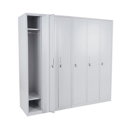 Szafka Metalowa Ubraniowa AGNES, 180x180x50 cm, 6 Drzwi z Zamkiem, Kolor Szary