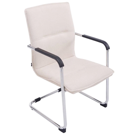 Krzesło Konferencyjne GOLIAT TKANINA, Metalowy Stelaż, Gruba Tapicerka i Elegancki Design, kolor Kremowy