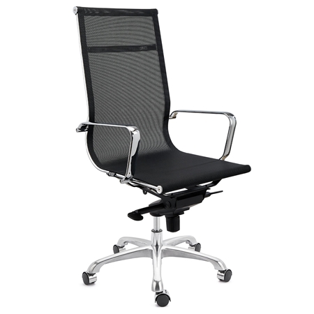 Krzesło Biurowe DOMI, Chromowany Metalowy Stelaż, Elegancki Design, Siatkowe, Czarne