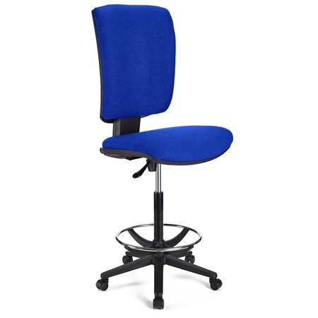 Taboret Biurowy ATLAS BEZ PODŁOKIETNIKÓW, Regulowane Oparcie, Wyściełany, Tkanina, Niebieski