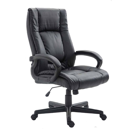 Fotel Biurowy NINA SKÓRA, Gruba Tapicerka, Elegancki Design, Skórzany, kolor Czarny