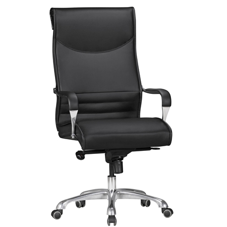 Fotel Biurowy OLFEN, Ergonomiczny Design, Wzmocniony do 150 kg, Czarna Skóra