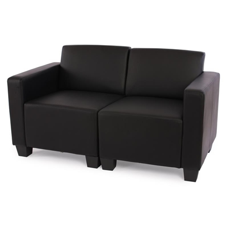 Sofa Modułowa 2-osobowa LONY, Gruba Wyściółka, Ekskluzywny Design, Skóra, Czarna
