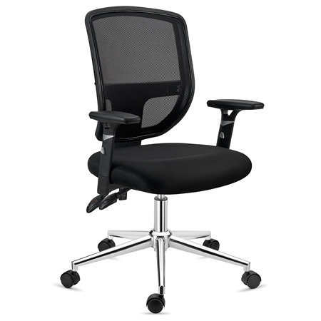 Krzesło Biurowe DINAMIC, 8h pracy, Regulowane Oparcie, Wygodne i Solidne, Czarne