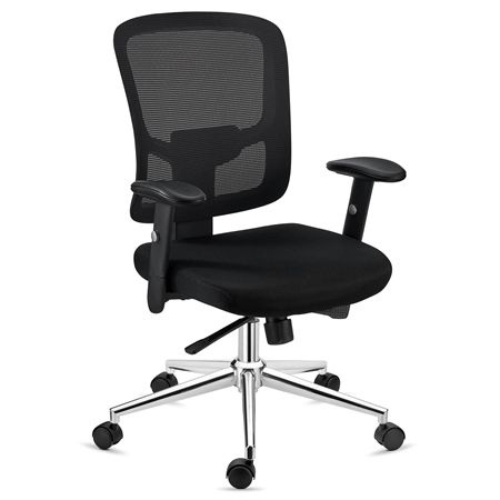 Krzesło Ergonomiczne MARKO, Podparcie Lędźwi, Mechanizm Synchroniczny, Aluminiowa Podstawa, Czarne