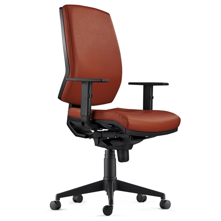 Fotel Ergonomiczny OLIVER, Brązowa Skóra Naturalna, 8 Godzin Pracy, Gruba Tapicerka