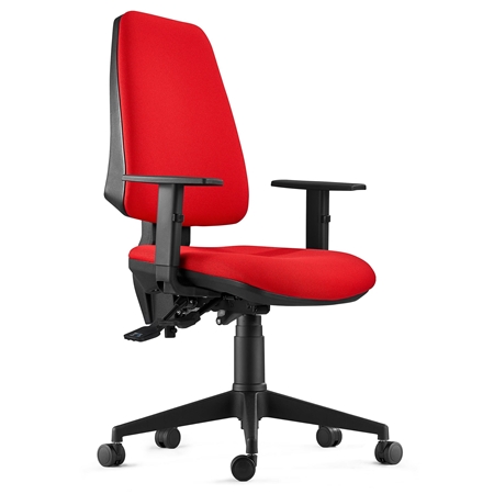 Krzesło Ergonomiczne INDIANA, z Tkaniny, kolor Czerwony, Regulowane Podłokietniki