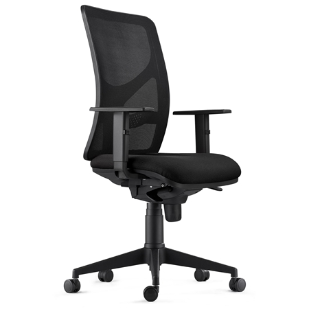 Krzesło Biurowe MILO, Regulowane Podłokietniki, Podparcie Lędźwiowe, z Tkaniny, kolor Czarny