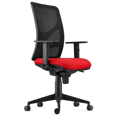 Krzesło Biurowe MILO, Regulowane Podłokietniki, Podparcie Lędźwiowe, z Tkaniny, kolor Czerwony