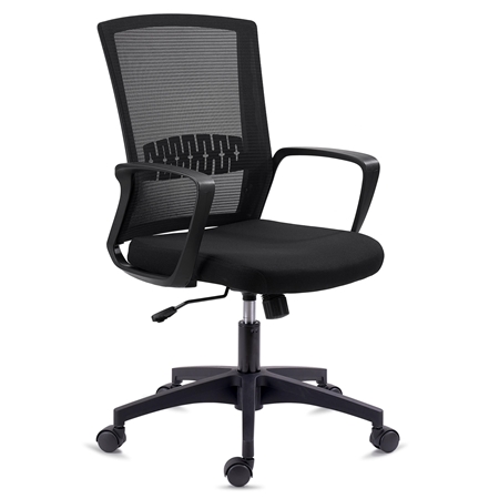 Krzesło Biurowe IBIZA, Wygodne i Wytrzymałe, Podparcie Lędźwi, Mechanizm Bujania, Czarne