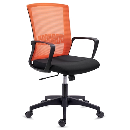 Krzesło Biurowe IBIZA, Wygodne i Wytrzymałe, Podparcie Lędźwi, Mechanizm Bujania, Pomarańczowe