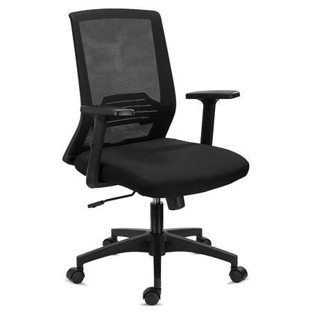Krzesło Biurowe MIAMI, Podparcie Lędźwiowe, Regulowane Podłokietniki, Wygodne i Solidne, Czarne