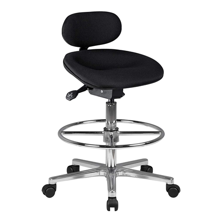 Taboret roboczy FALAK, z Podnóżkiem, Ergonomiczny i Regulowany, kolor Czarny