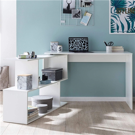 Designerskie Biurko FATIMA, 119x49x78 cm, z Półkami, kolor Biały