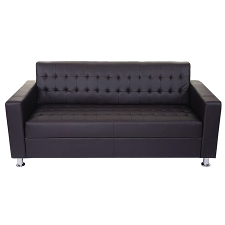 Sofa PRADI 3-osobowa, Pikowana Tapicerka, Skóra, kolor Brązowy