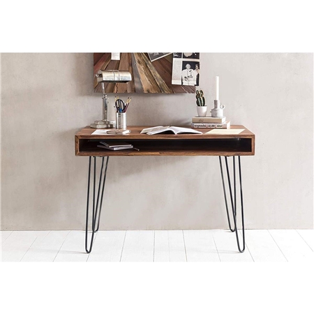 Biurko MELANI, 110x60x76cm, Styl Industrialny, Lite Drewno i Metal