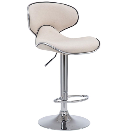 Taboret Biurowy CARLOS TKANINA, Ekskluzywny Design, Z Podnóżkiem, kolor Kremowy