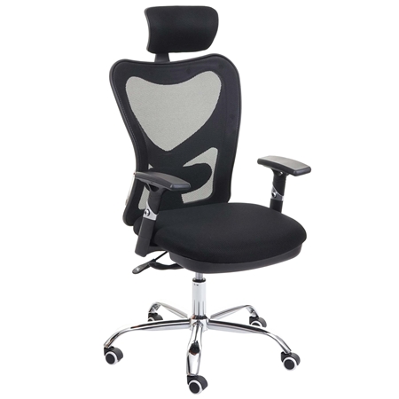 Krzesło Ergonomiczne LUCIA, 8 Godzin Pracy, Wyściełane Podparcie Lędźwiowe, Metalowy Stelaż, Kolor Czarny