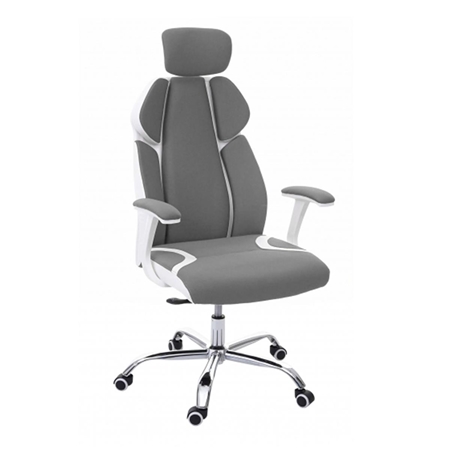 Krzesło Biurowe TUXON WHITE, Ekskluzywny Ergonomiczny Design, Tkanina, Kolor Szary