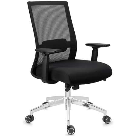Krzesło Ergonomiczne NIXON, Podparcie Lędźwiowe, Metalowa Podstawa, 8h Pracy, Czarne