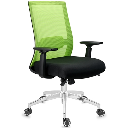 Krzesło Ergonomiczne NIXON, Podparcie Lędźwiowe, Metalowa Podstawa, 8h Pracy, Zielone