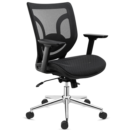 Krzesło Biurowe Ergonomiczne LAMBO PRO, 8h Pracy, Ekstra Podparcie Lędźwiowe, Podłokietniki 3D, Czarne