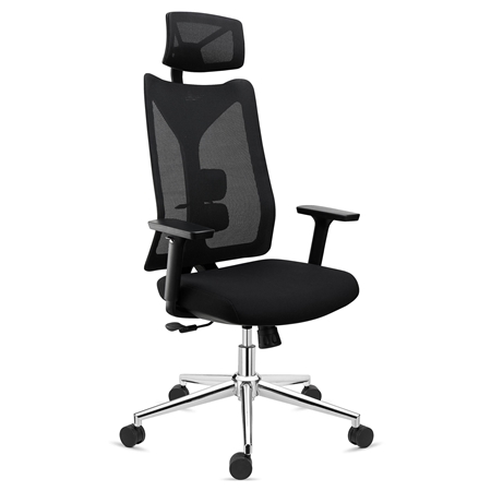 Krzesło Biurowe Ergonomiczne ADARA, Zagłówek, Do Pracy 8h, Podłokietniki 3D, Czarne
